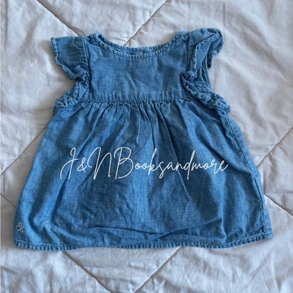 Ralph Lauren Infant Chambray Ruffle Sleeve Dress Size 6M